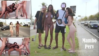 2 very sexy Brazilian beauties walk almost naked on the street, then get fucked by 3 huge cocks (DAP, Public nudity, Dirt …