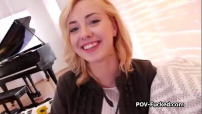 POV fucking tall blonde amateur porn star wannabe from behind