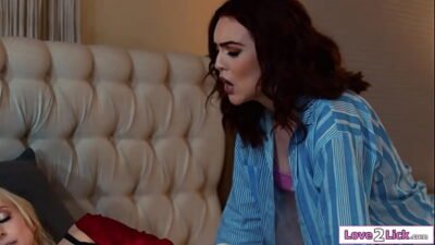 Stepdaughter masturbates next to her big tits milf stepmom